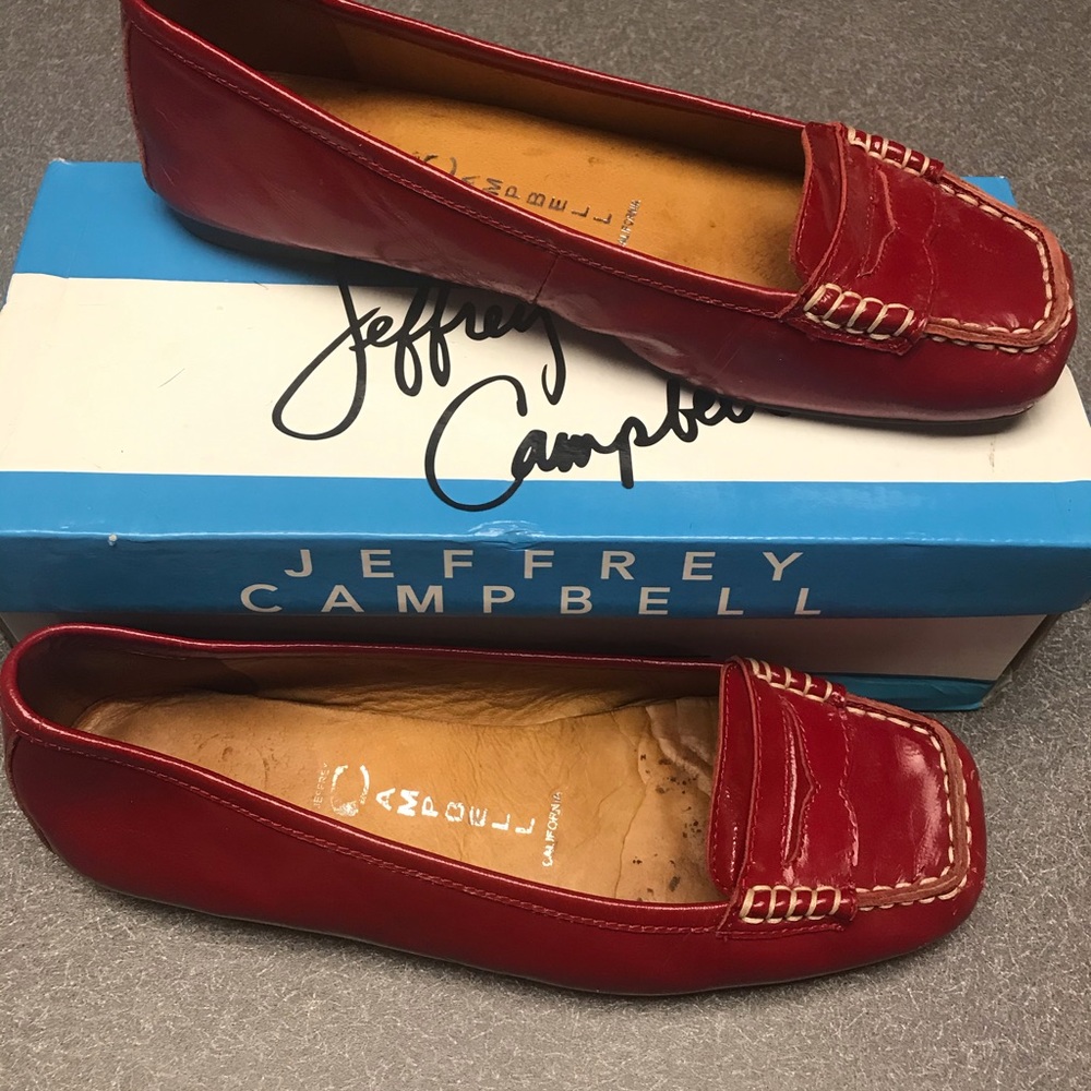 Jeffrey Campbell deep red patent leather flats